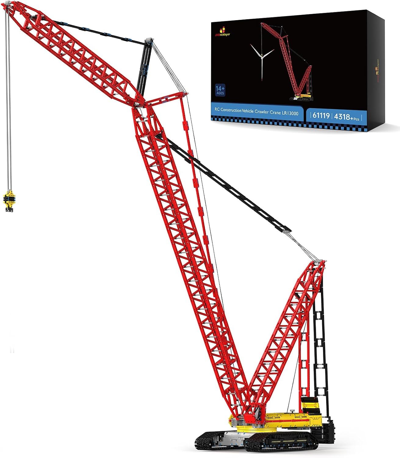 JMBricklayer Crawler Crane Building Set for Adults, Large Construction Crane Model Kit, Engineering Vehicle Building Blocks Toy with Rotating Cab, Heavy Equipment Collectible Gift for Teens Men