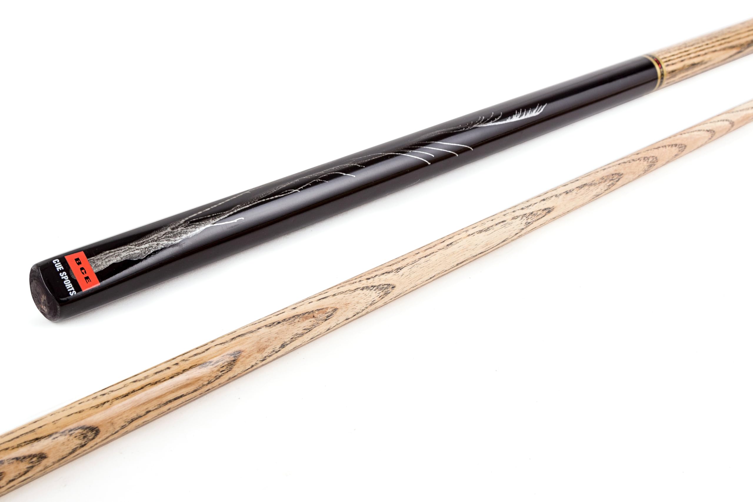 BCE Queue de Billard/Snooker Unisexe Deux pièces en frêne avec étui, Noir/frêne Naturel, 57 145 cm EU