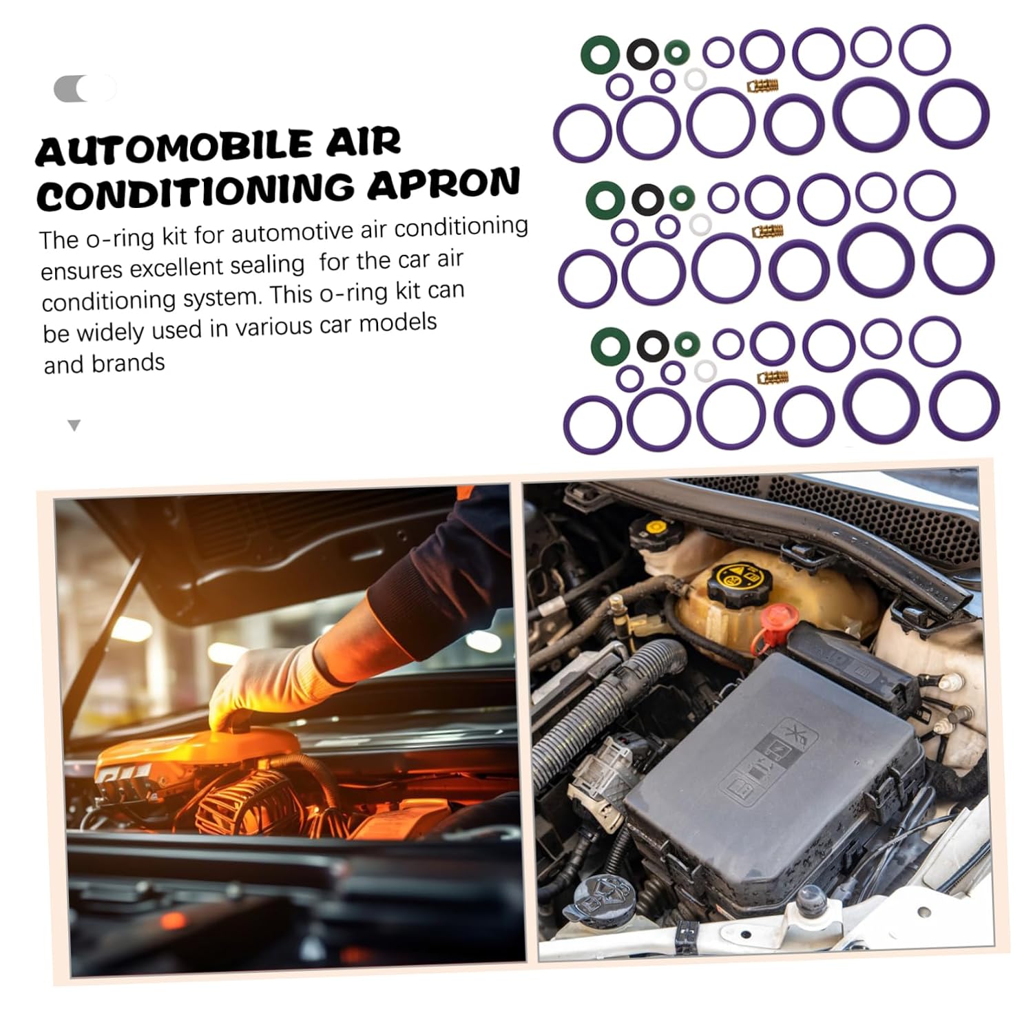 1 Set Automotive Air Conditioning Rubber Sealing Gasket Kit Assorted for Optimal Performance and Leakage Prevention for Vehicle Repair and Maintenance