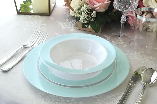 Miniatura 7 de Paquete de 100 platos desechables (50 invitados), platos pesados de plástico desechables para fiestas de boda, cena de 50 x 10.25 pulgadas +