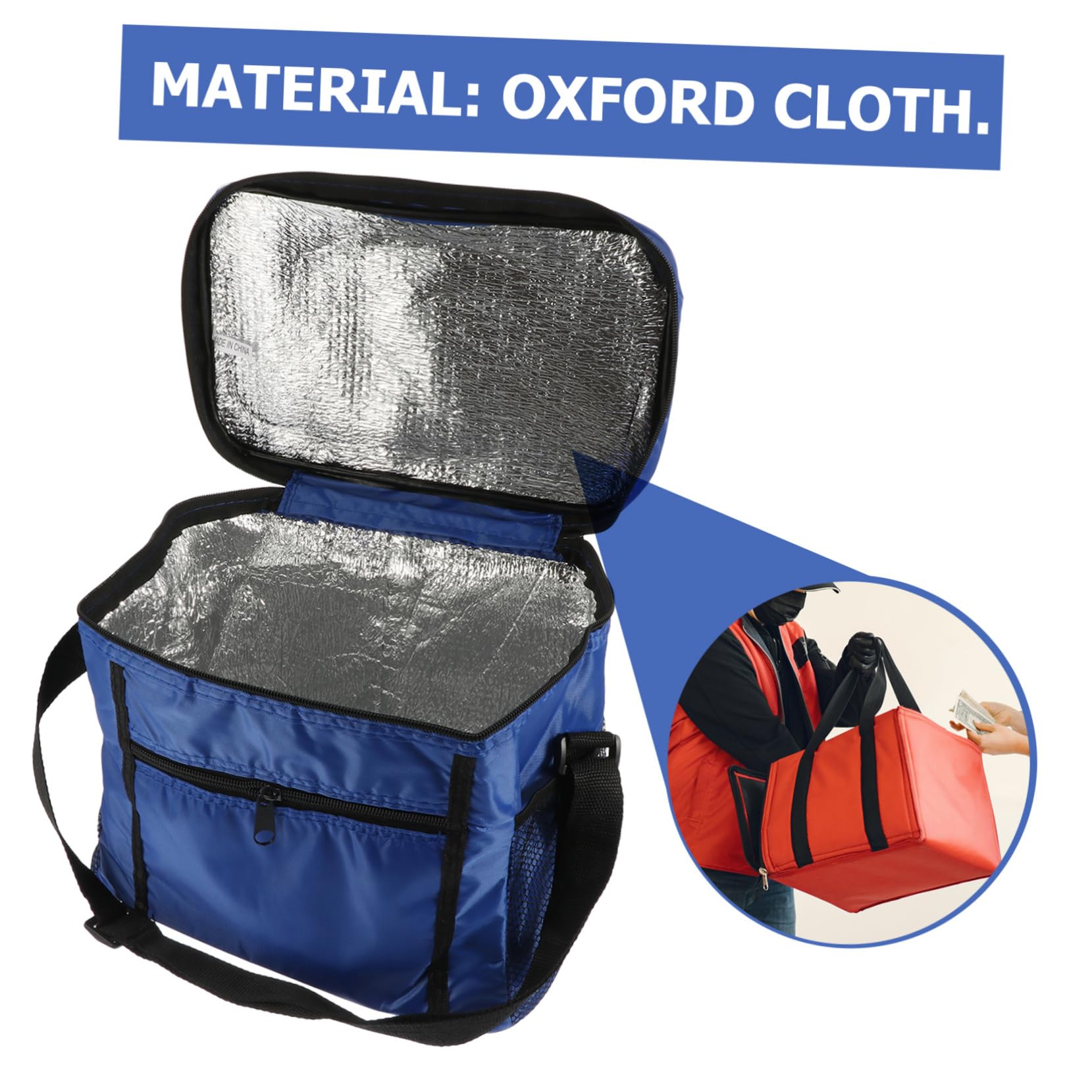 Cabilock Isolierte Kühltasche aus Oxford Gewebe in Blau für Mahlzeiten
