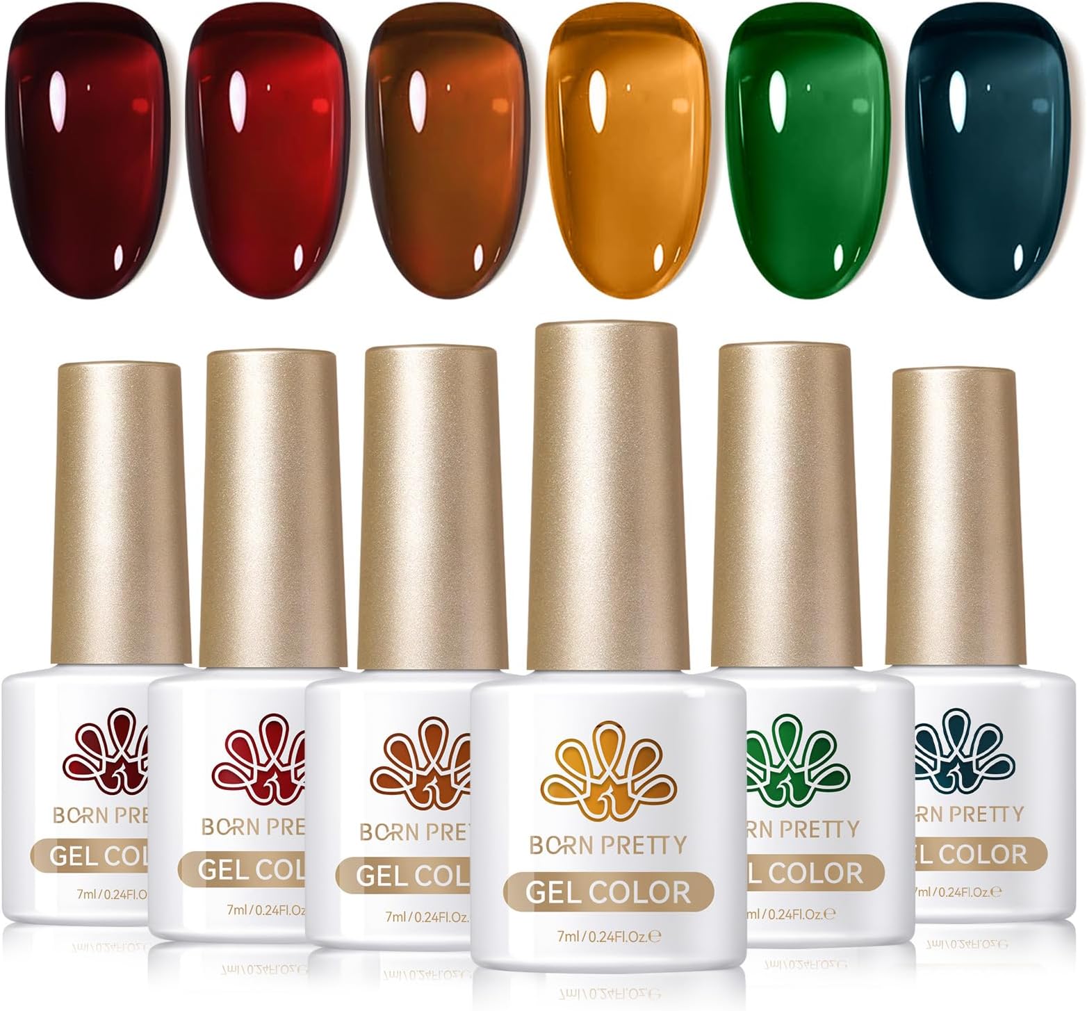 Jelly Gel Nail Polish Transparent Gel Polish,Brown Blood Wine Red Orange Green Blue,Soak Off U v LED Light Cure Nail Art Kit for Salon and DIY at Home
