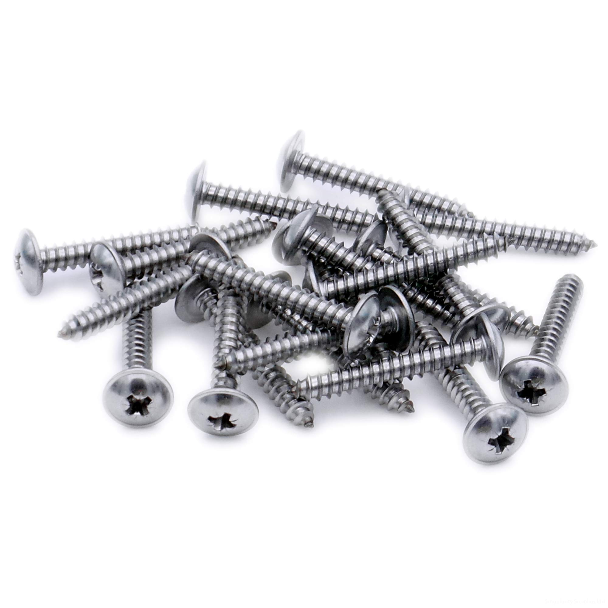 Singularity Supplies No.4 X 0.375 (2.9Mm X 9.5Mm) Pozi Flanged Self-Tapping Screw - Stainless Steel (A2) (Pack Of 20)
