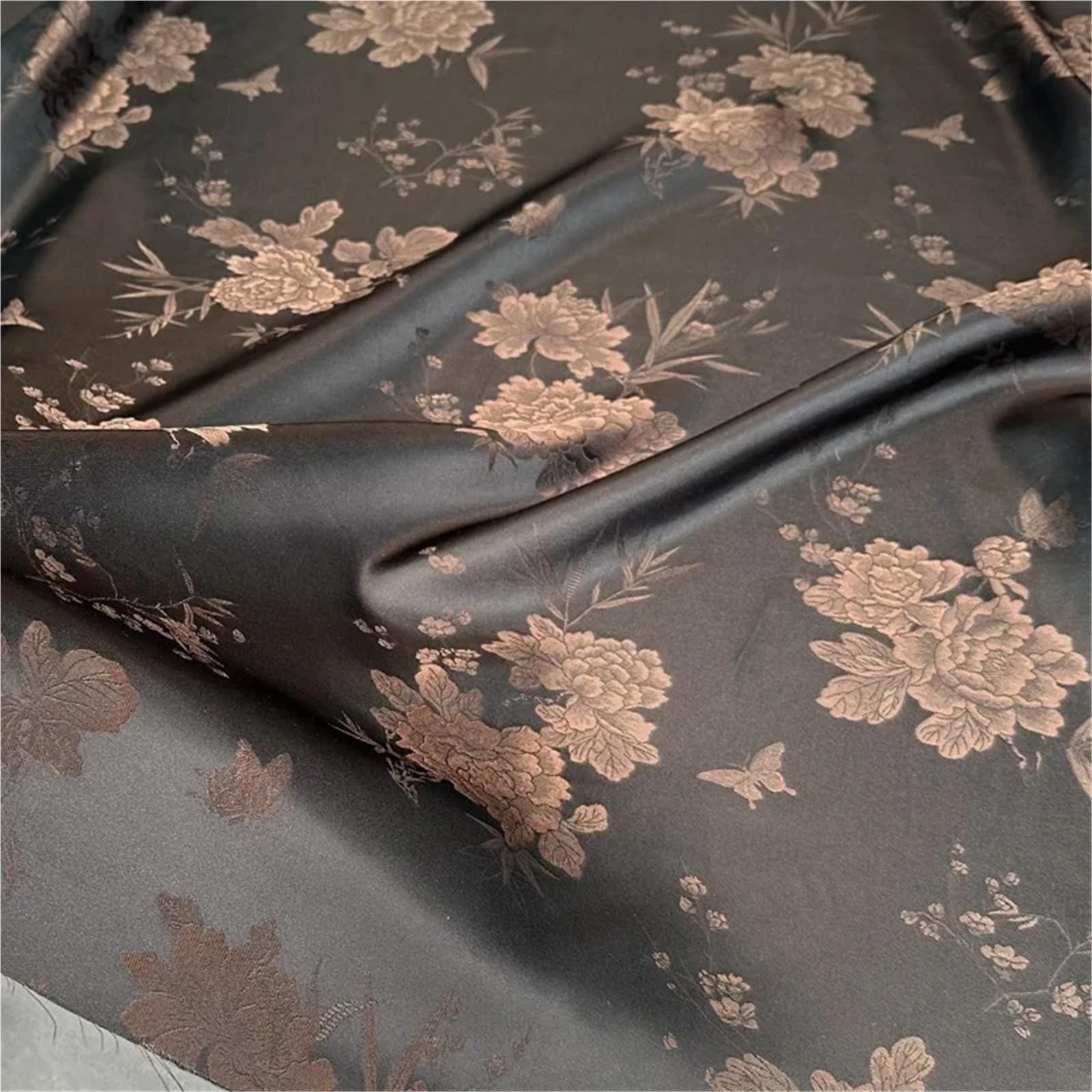 Polyester-Chiffon, Polyester-Brokat-Jacquard-Stoff, 150 cm breit, 100 lang(No. 1 Apricot)