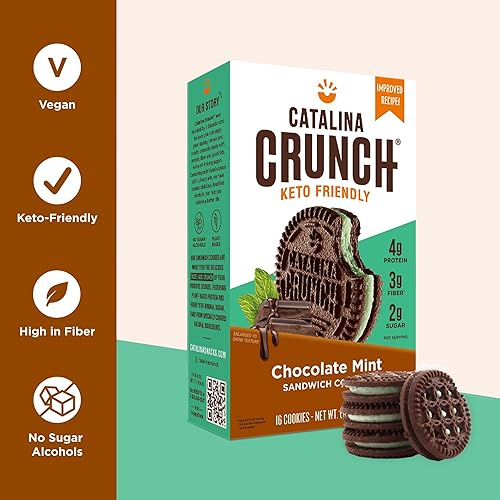 Miniatura 4 de Catalina Crunch Chocolate Menta Keto Sandwich Cookies Keto Cookies Keto Snacks galletas bajas en carbohidratos 2 Pack