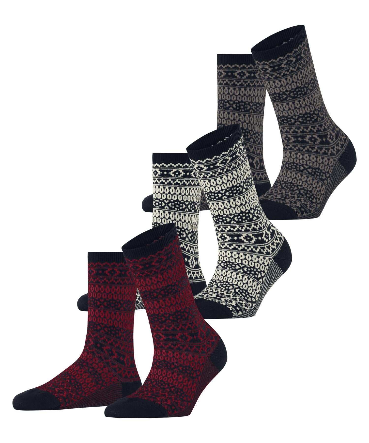 ESPRIT Women's Sami Pattern Multipack W So Cotton Patterned 3 Pairs Socks, Blue Marine 6120, 3.5-7