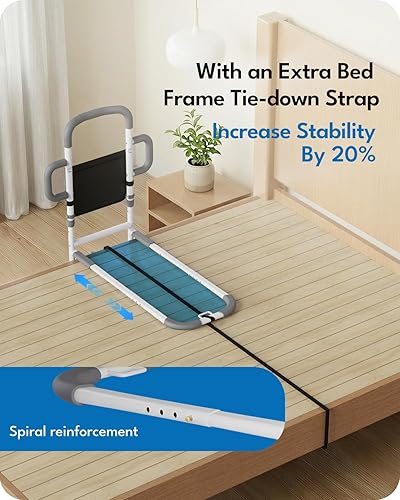 Miniatura 3 de fruui Bed Rails for Elderly Adults Safety, ASTM Approved Adjustable Bedside Assist Rail for Seniors with 3 Ergonomic Grab Bar, 350LBs Weight