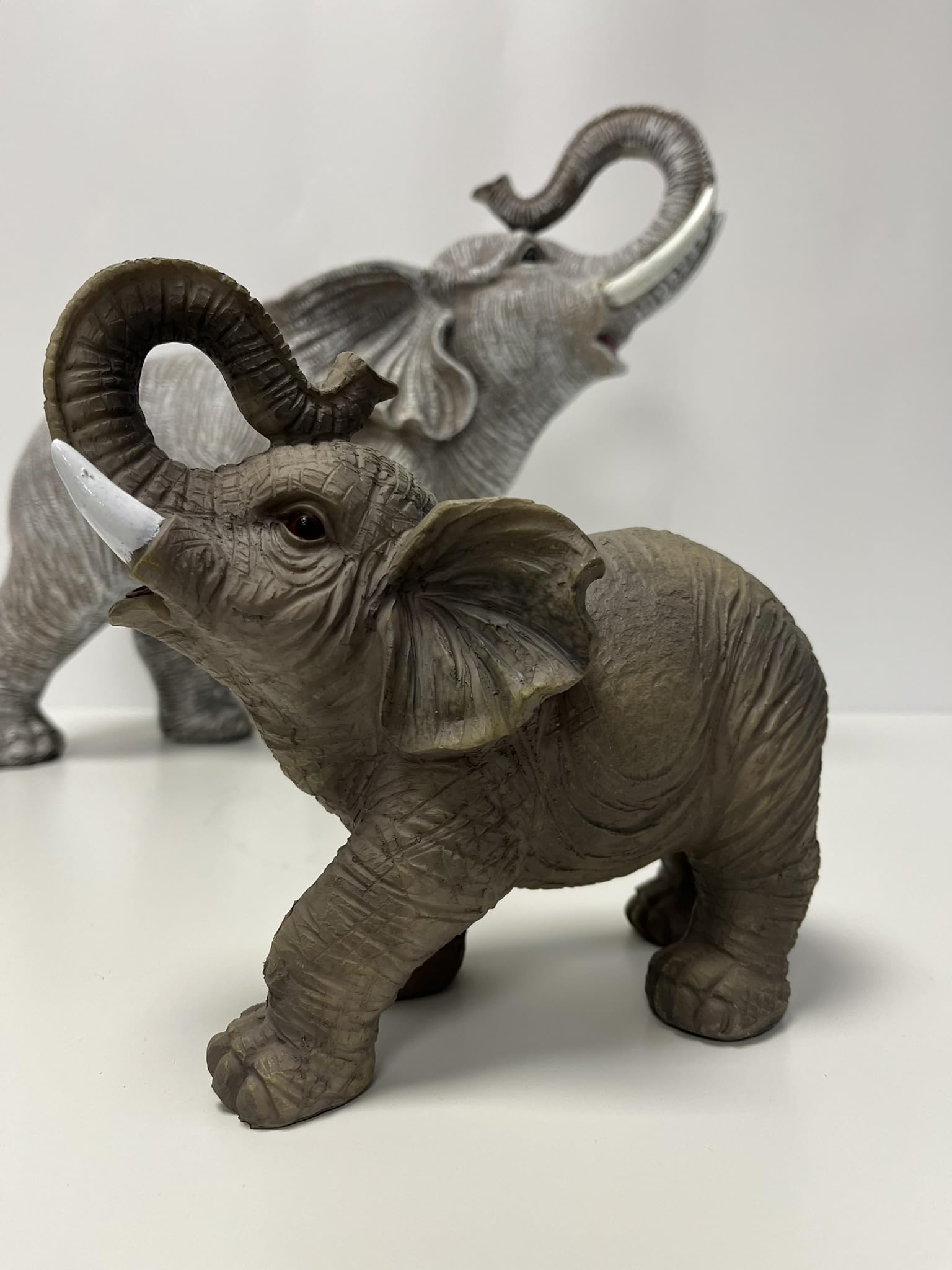 My Square Mile Grey Elephant Elephant Ornament, Indoor Outdoor Resin Ornament, Large African Garden Statue Gift (Trunk Up Medium 21Cm)