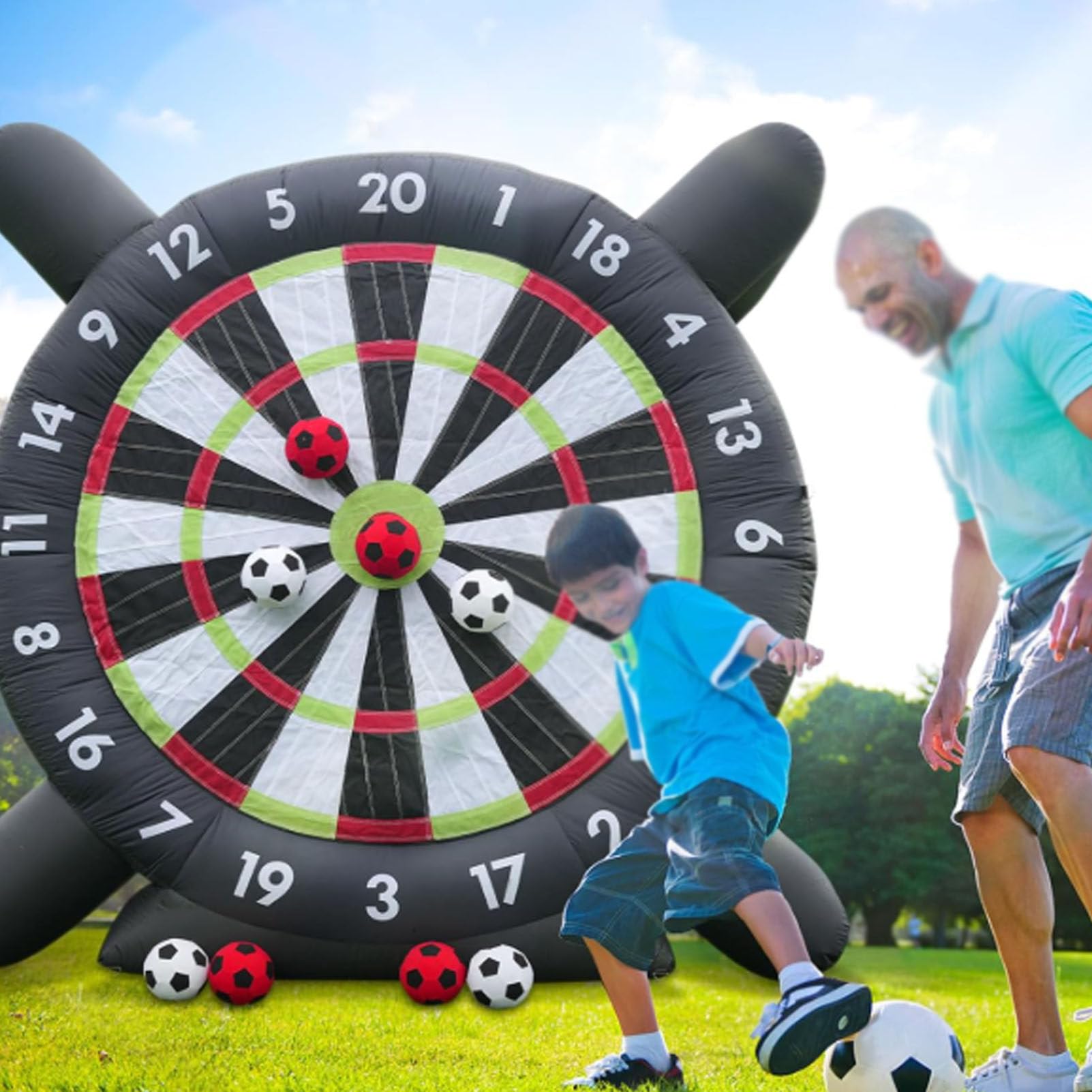 Oiyekntd Outdoor Dart Board Giant Inflatable Soccer Darts Board with 8 Soccer Balls & Blower, Large Kick Football Target Dartboard for Kick Dartboard Sport Game C-4M/13FT