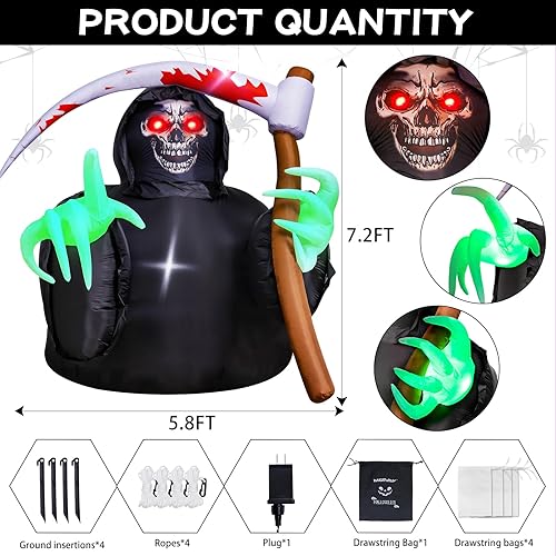 Miniatura 5 de MGparty Decoraciones inflables de Halloween, decoración de Halloween al aire libre con LED integrados, inflables para fiestas de Halloween,