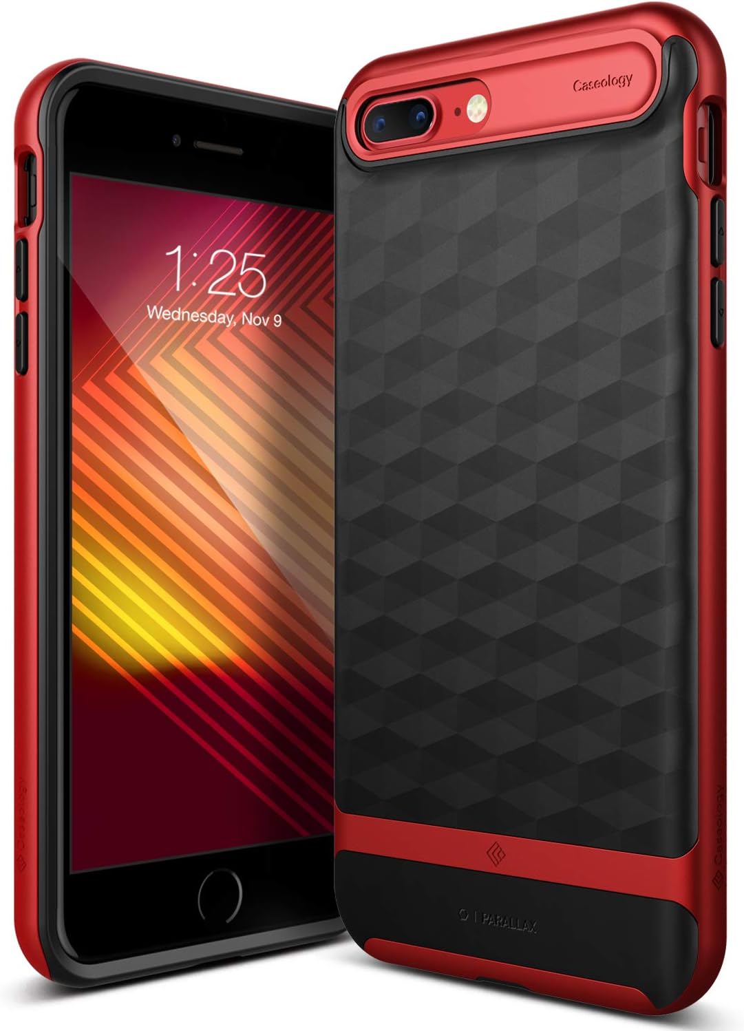 Caseology Parallax for Apple iPhone 8 Plus Case (2017) / for iPhone 7 Plus Case (2016) - Award Winning Design - Black/Red