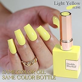 Double Rhythm 15ML Gel Nail Polish Pure Sheer Same Color Same Bottle Soak Off Gel Polish Art Manicure Salon DIY at Home for Women (Light Yellow-A1395)