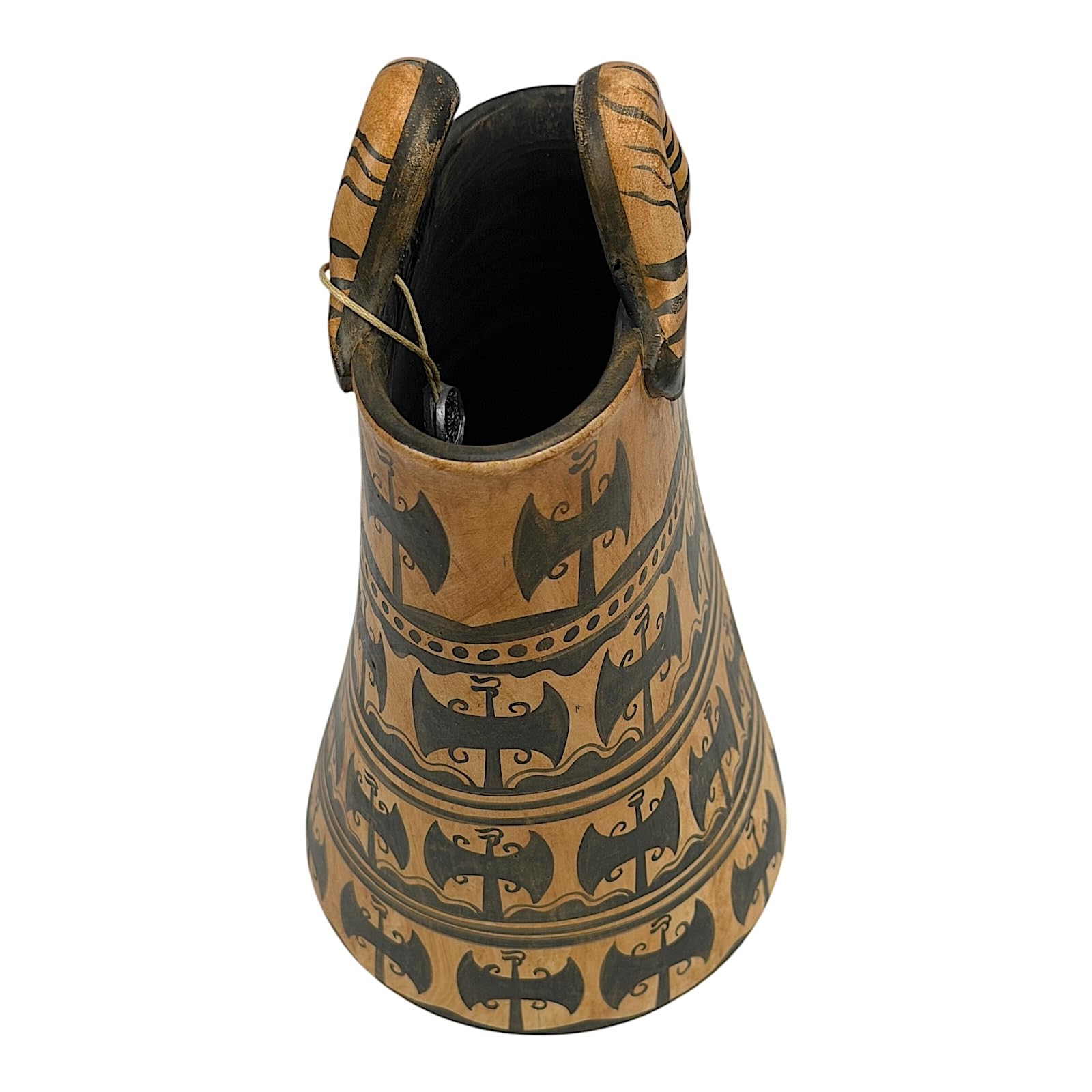 Vaso a forma di cesto minoico, ceramica greca fatta a mano, copia del museo di Cnosso, ceramica greca dipinta a mano, 20,1 cm