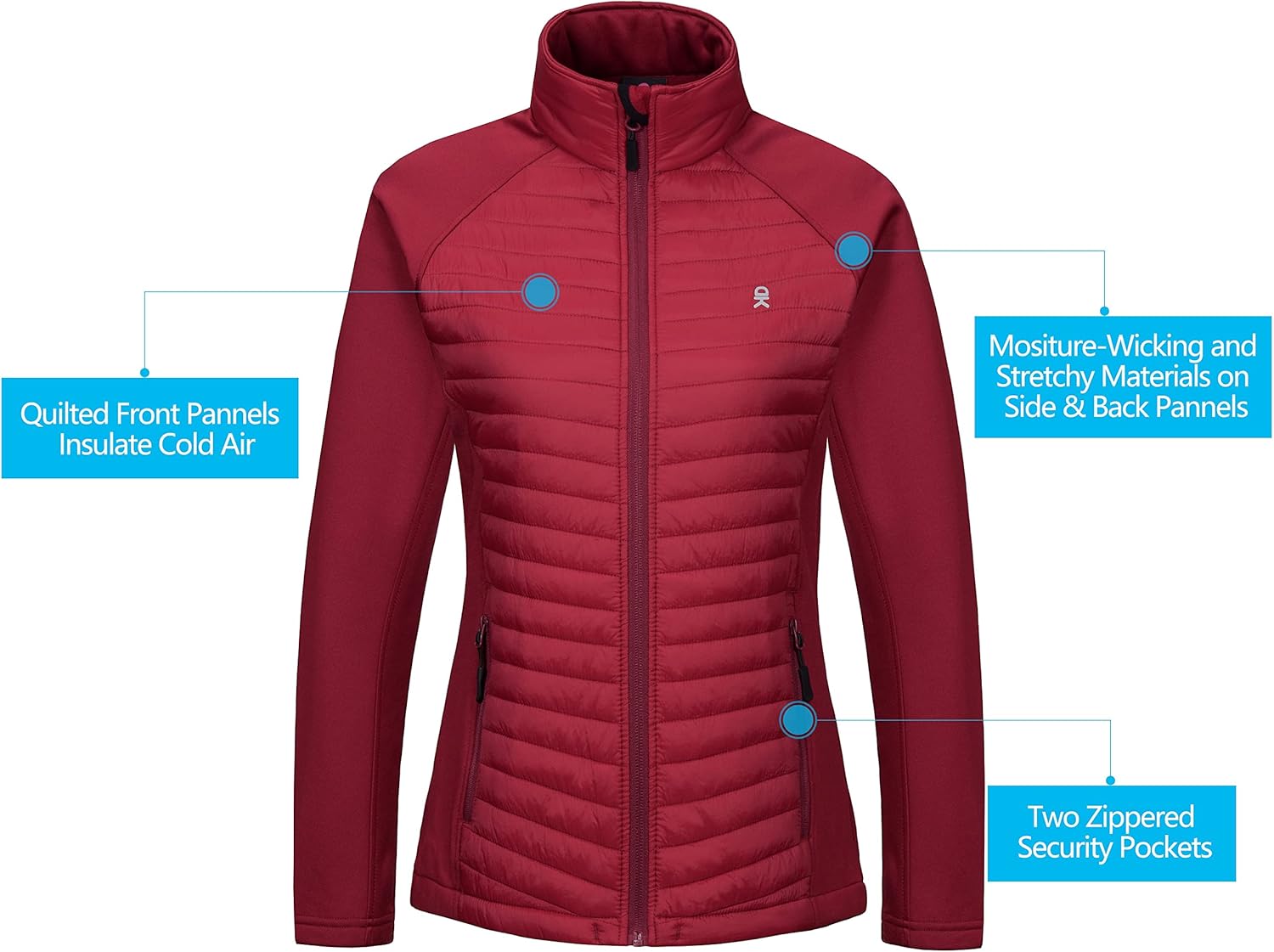 Little Donkey Andy Women's Insulated Hiking Jacket, Thermal Running Hybrid Jacket, Lightweight Breathable and Warm : Sports & Outdoors