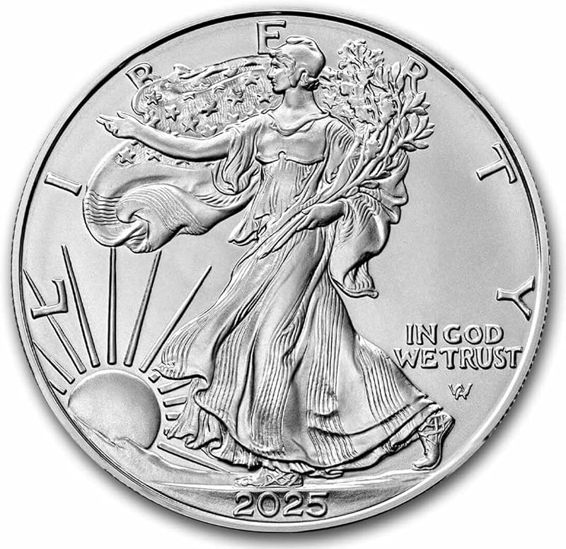 2025 - Moneda de lingotes American Silver Eagle de 1 oz con certificado de autenticidad Vendedor de 1 dólar sin circular