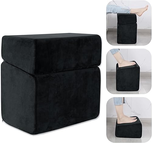 ROYALAY Reposapiés ajustable debajo del escritorio para oficina, reposapiés de espuma de alta densidad con 3 alturas ajustables, reposapiés Negro