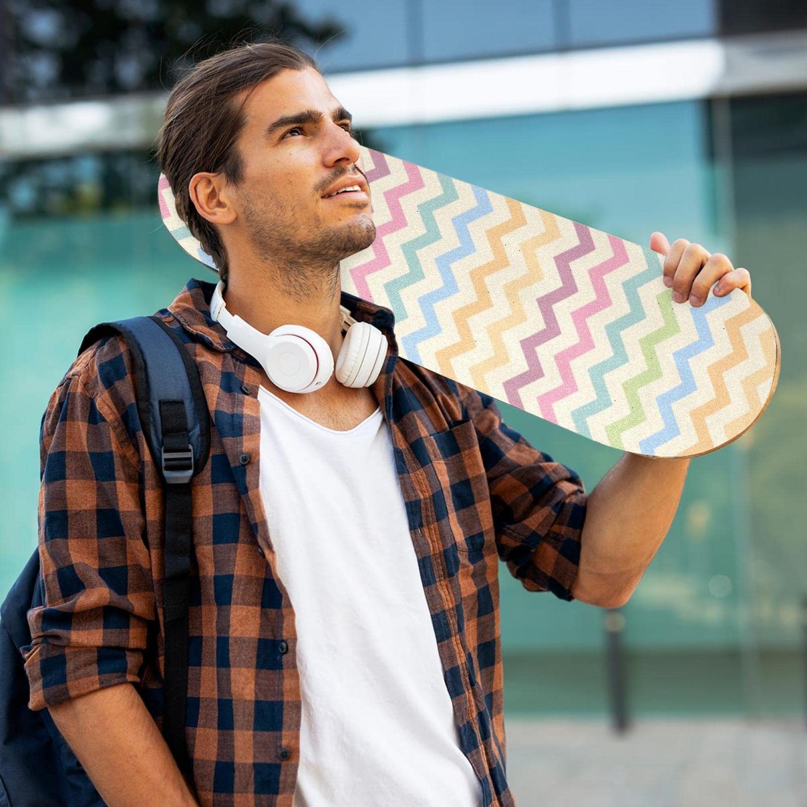 Lot de 2 feuilles de papier abrasif texturé coloré pour planche de skateboard et longboard