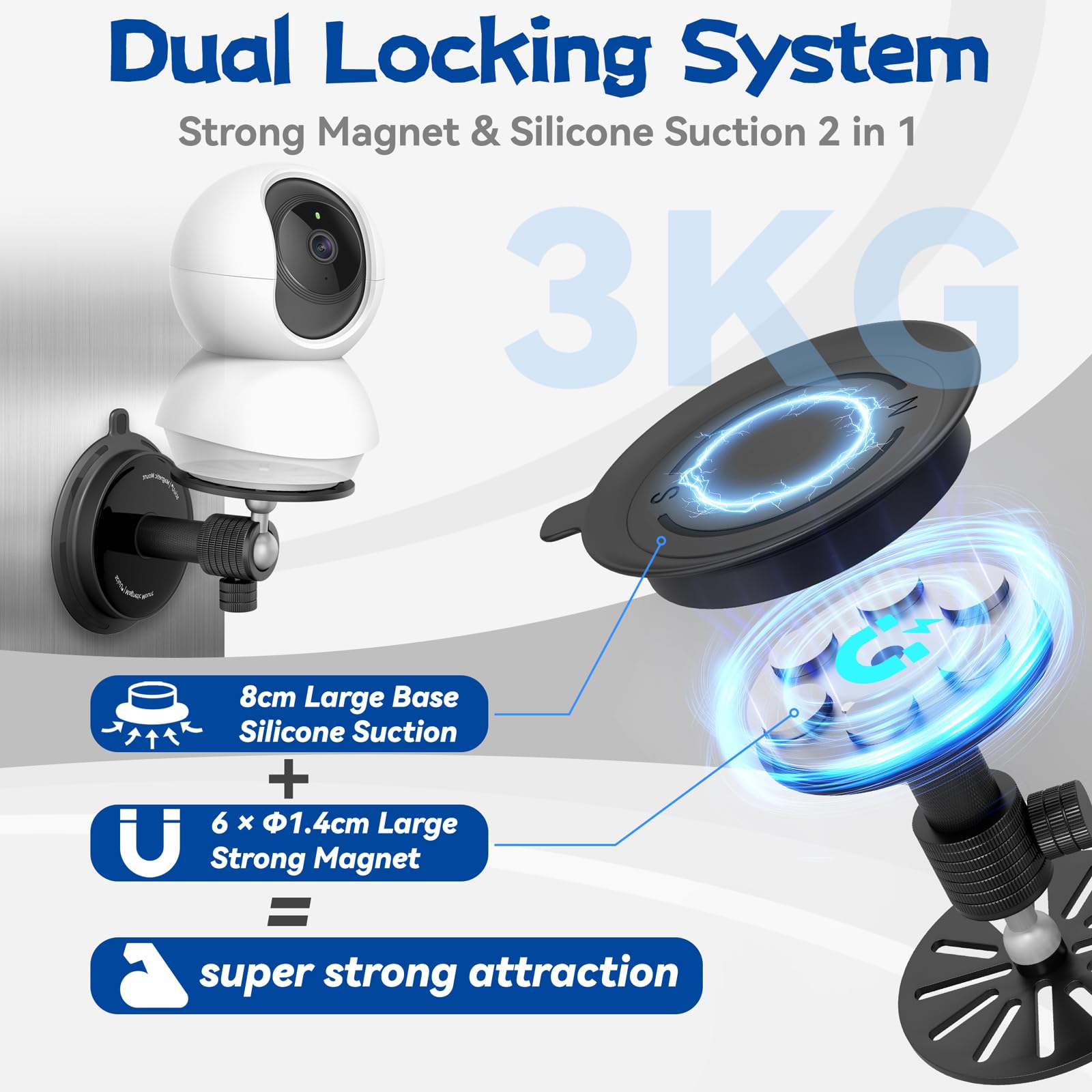 sciuU Magnetic Camera Mount, Drill-Free Base compatible with TP-Link, Blink, Wyze, eufy, Action Cameras - Image 3