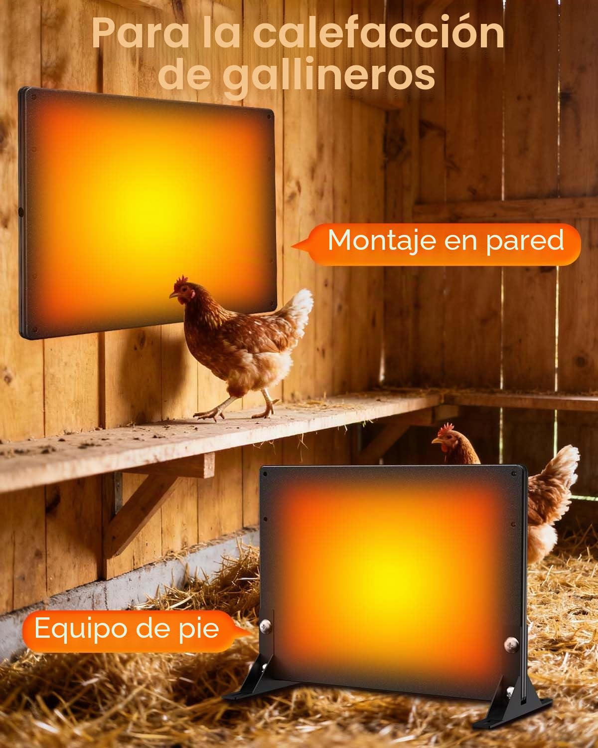 110W Doble Cara Calentador de Gallinero,40x30 cm，5°C-80°C Calentador para Gallinero,0-24H Control Temporizador Calefacción Gallinero para Pollos, Gatitos, Cachorros, Mascotas