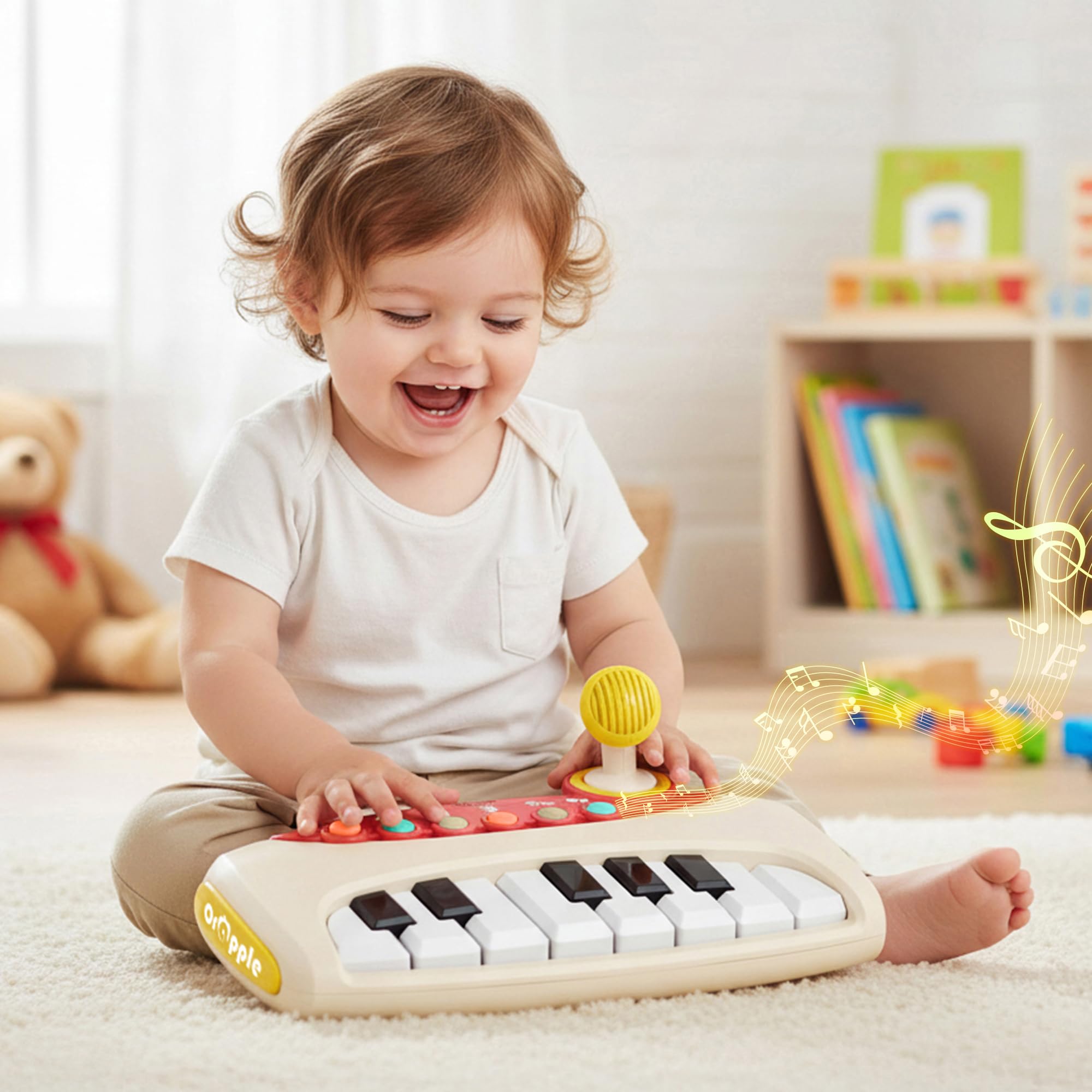 R for Rabbit Orapple Funtunes Kids Piano Toy with Lights & Music | Musical Keyboard with Record & Play, Adjustable Volume, Auto Shut-Off | Educational Toy for Toddlers & Children 12+ M (Beige Multi)-image-44