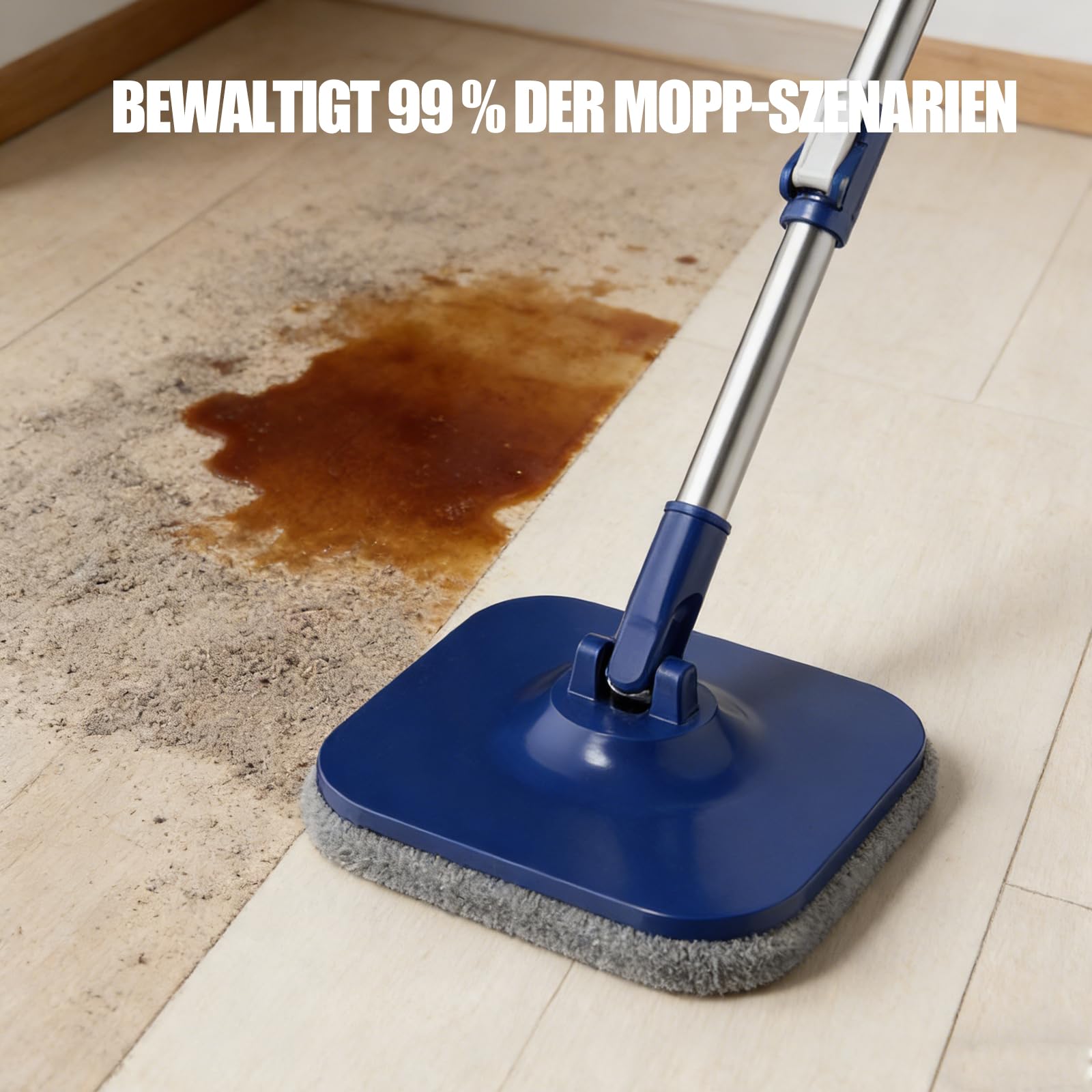 W&H Wischmopp Set mit Eimer,2-Kammer-System mit Auswringfunktion, Trennung von Frisch und Schmutzwasser,Bodenwischer mit 2 Mikrofaserbezügen für alle Bodenarten