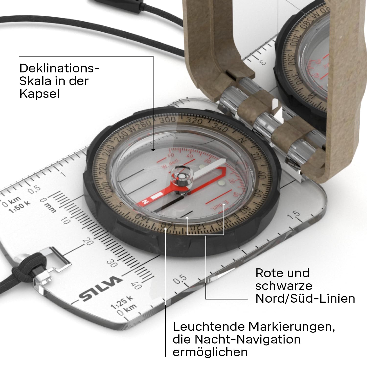 Silva Kompass Outdoor - Spiegelkompass Terra Ranger S - Aus Recycelten Materialien - Peilkompass für Lange Entfernungen - Marschkompass mit Drehbarem Kompassgehäuse - Skala 1:25k & 1:50k
