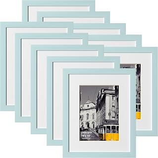 eletecpro 8x10 Picture Frames, Acrylic Cover, Sky Blue, Set of 10