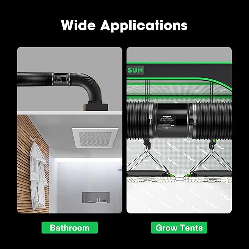 Miniatura 7 de VIVOSUN Ventilador de conducto de refuerzo en línea de 6 pulgadas, 275 CFM con controlador de velocidad, ventilador de ventilación de escape HVAC