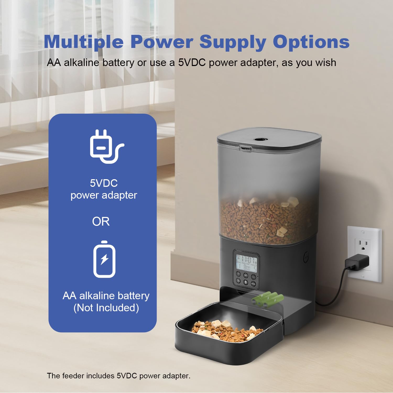 Automatic Cat Feeder, 6L Cat Food Dispenser with 10s Voice Recorder, Pet Feeder up to 8 Meals per Day, Timed Feeder with Dry Food Sealed Ring (Black) - image 7