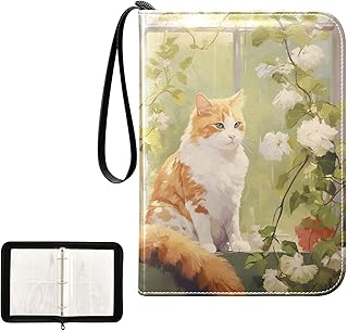 Cute Cat Romantic Scenes Waterproof Trading Card Binder,400-Pocket Trading Album Display Holder,Display Case with Card Sleeves Set for Soccer Card,Gaming Cards,and Other TCG 2011777
