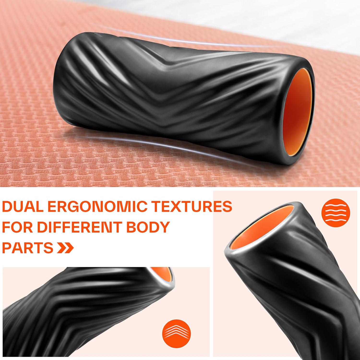 Sportneer 4 in 1 Foam Roller Set: Dual Textures Foam Roller, Foot Roller, Lacrosse Ball, Traction Massage Ball with String, Deep Massage Roller for Whole Body Release, Physical Therapy (Black)
