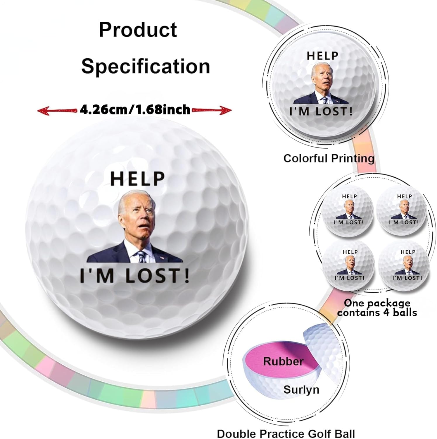 4 Pcs Funny Golf Balls for Birthday, Father’s Day Christmas Novelty Golfer Gift for Dad Coworkers Golfers Golf Lovers - Image 4