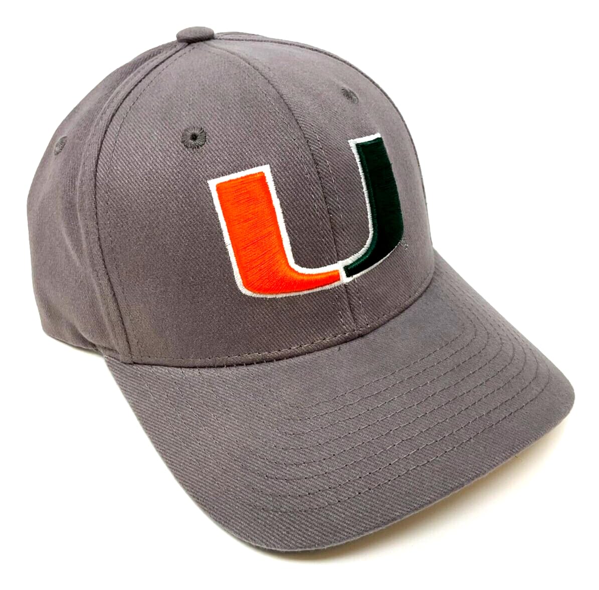Collegiate HeadwearSolid Grey UM University of Miami Hurricanes MVP Logo Adjustable Curved Bill Hat