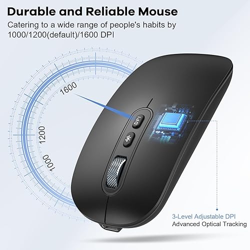 Miniatura 4 de cimetech Ratón Bluetooth recargable para MacBook AirPro, silencioso ultra delgado ratón inalámbrico para iPad Mac Chromebook portátil PC ordenador