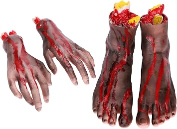 Broken Fake Body Parts Bloody Decoration Scary Fake Feet Horror Props Realistic Halloween Bloody Props For Halloween Party Haunted House Vampire Zombie Fancy Dress Party Favors