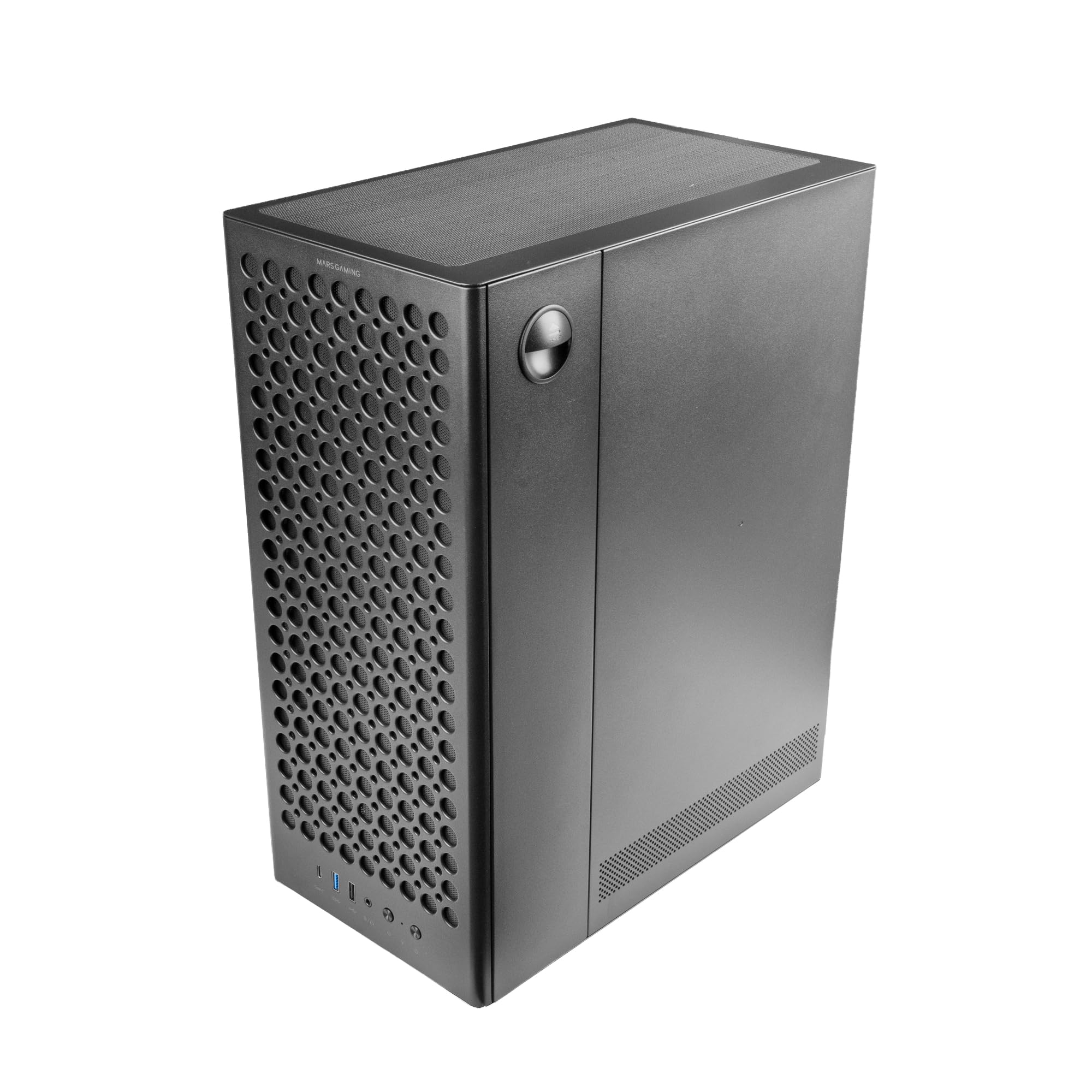 Mars Gaming MC-T800, Caja Gaming ATX, 4X Ventiladores FDB 120mm Ultrasilenciosos, Panel Frontal Airdot Mesh, Ventana Lateral de Cristal Templado, Semitorre PC con Sistema CableHatch, USB-C, Negro