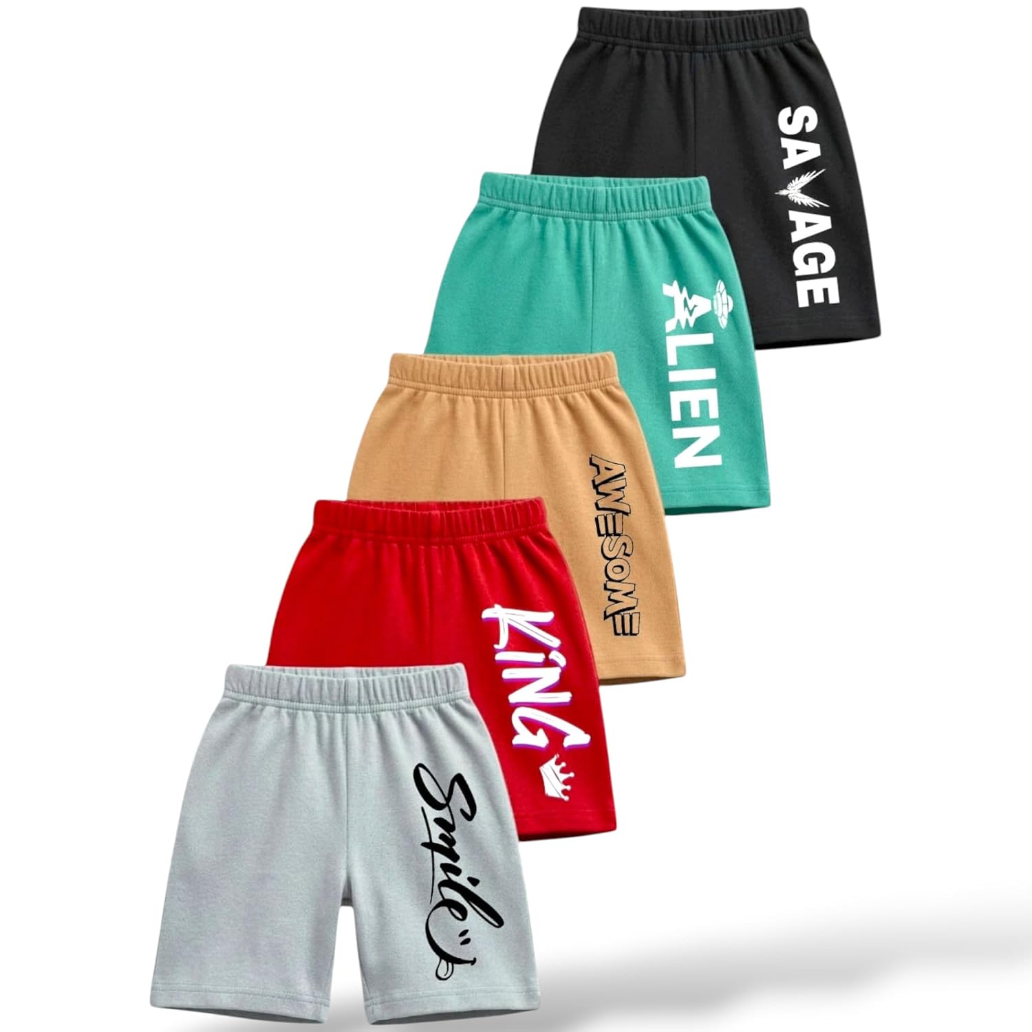 TINNYTREND Boys Cotton Printed Shorts | Elastic Waist| Summer Wear Shorts for Kids - Pack of 5 (512) - Review, Price and Buying Guide