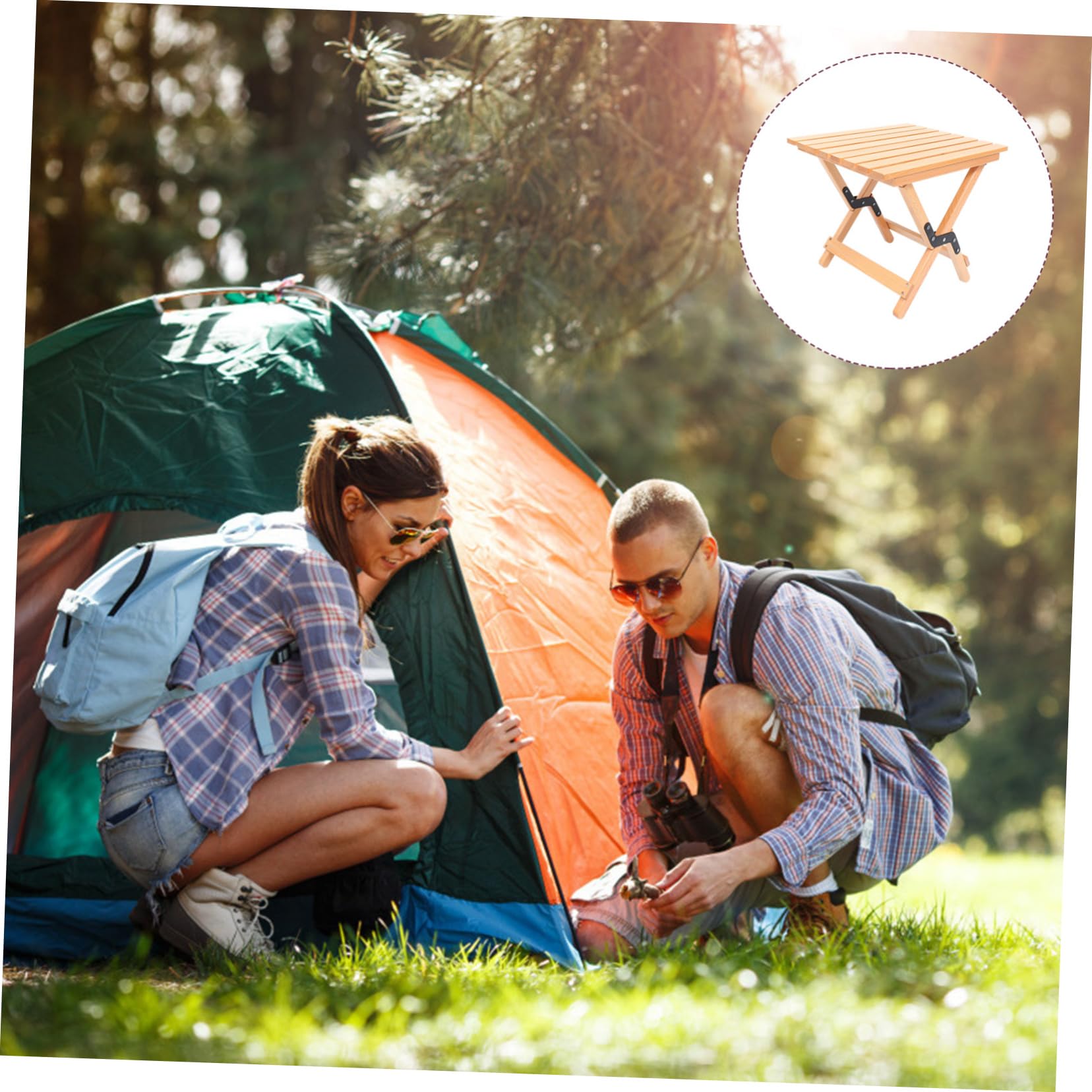 Veemoon Tabouret de Camping Pliant Tabouret Pliable Ultra-léger en Bois et Toile pour Voyage et Randonnée
