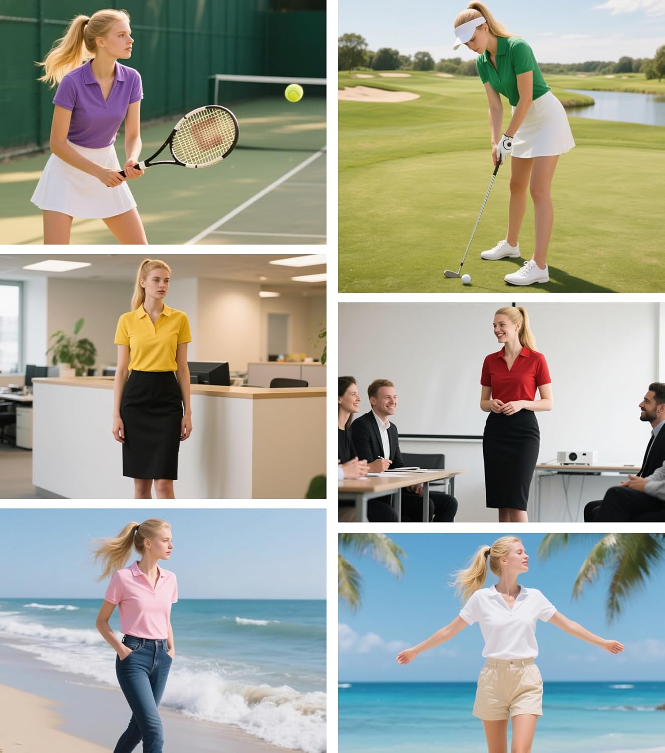 Idtswch Women's V-Neck Polo Shirt Quick-Dry Golf Tennis Top Casual Office Work Short Sleeve - Image 5