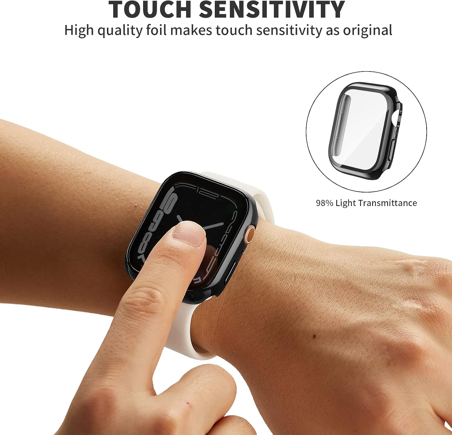 Recoppa 3 Pack for Apple Watch Case 45mm Series 8/7 With Tempered Glass Screen Protector - Image 3