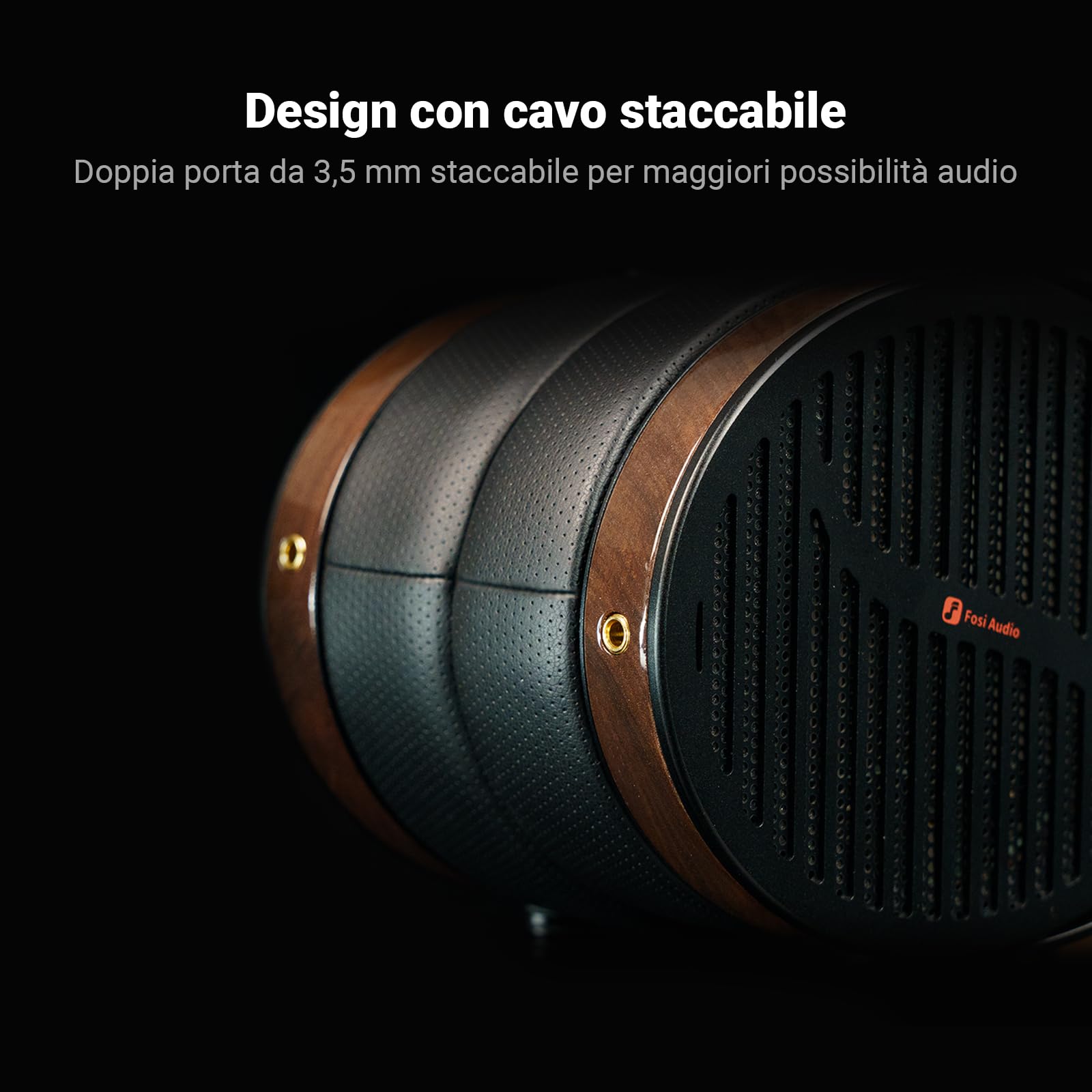 Fosi Audio i5 Cuffie Magnetiche Planari Open-back con Diaframma Ultra-grande da 97 mm, Metallo CNC e legno di noce, Cuffie da Studio cablate audiofile per dispositivi multi-sorgente