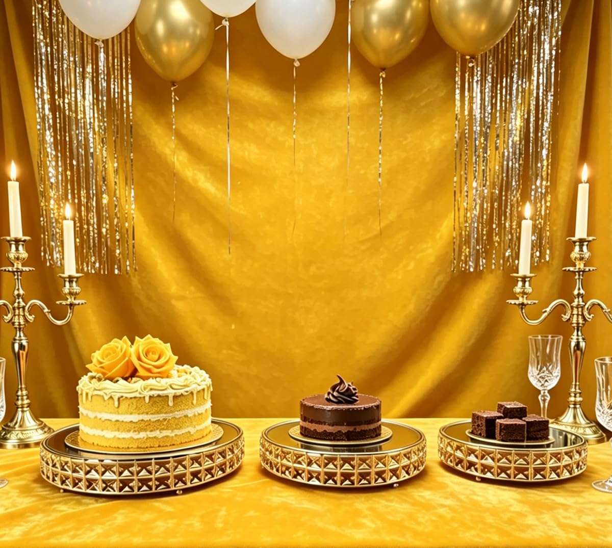 Ensemble de présentoirs à gâteaux en métal avec présentoir à cupcakes en cristal Doré