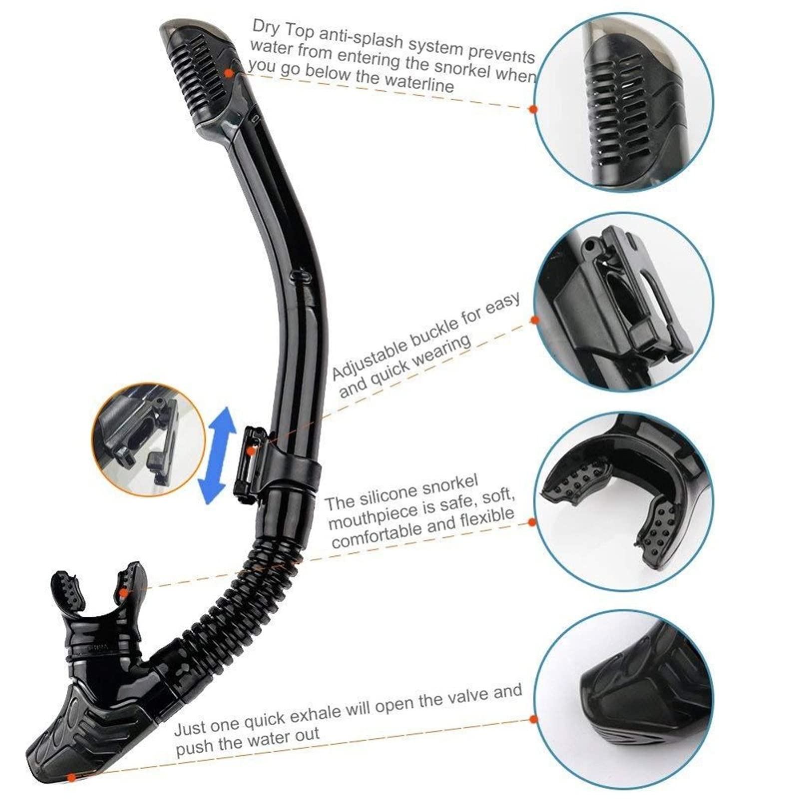 Flipper - Maschera professionale per immersioni subacquee, per adulti, con pinne e pinne per respirazione libera, set con pinne e pinne