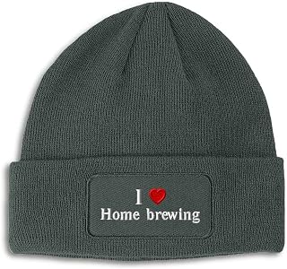 Patch Beanie for Men & Women I (Love) Home Brewing Red Heart Hobbies Lovers Other Hobbies Home Brewing Winter Hats Acrylic Skull Cap Hats 1 Size Dark Grey