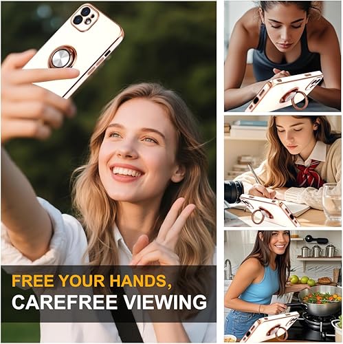 Miniatura 2 de Funda diseñada para iPhone 11, soporte de anillo giratorio de 360 integrado, soporte magnético de silicona suave, cubierta protectora ultra delgada