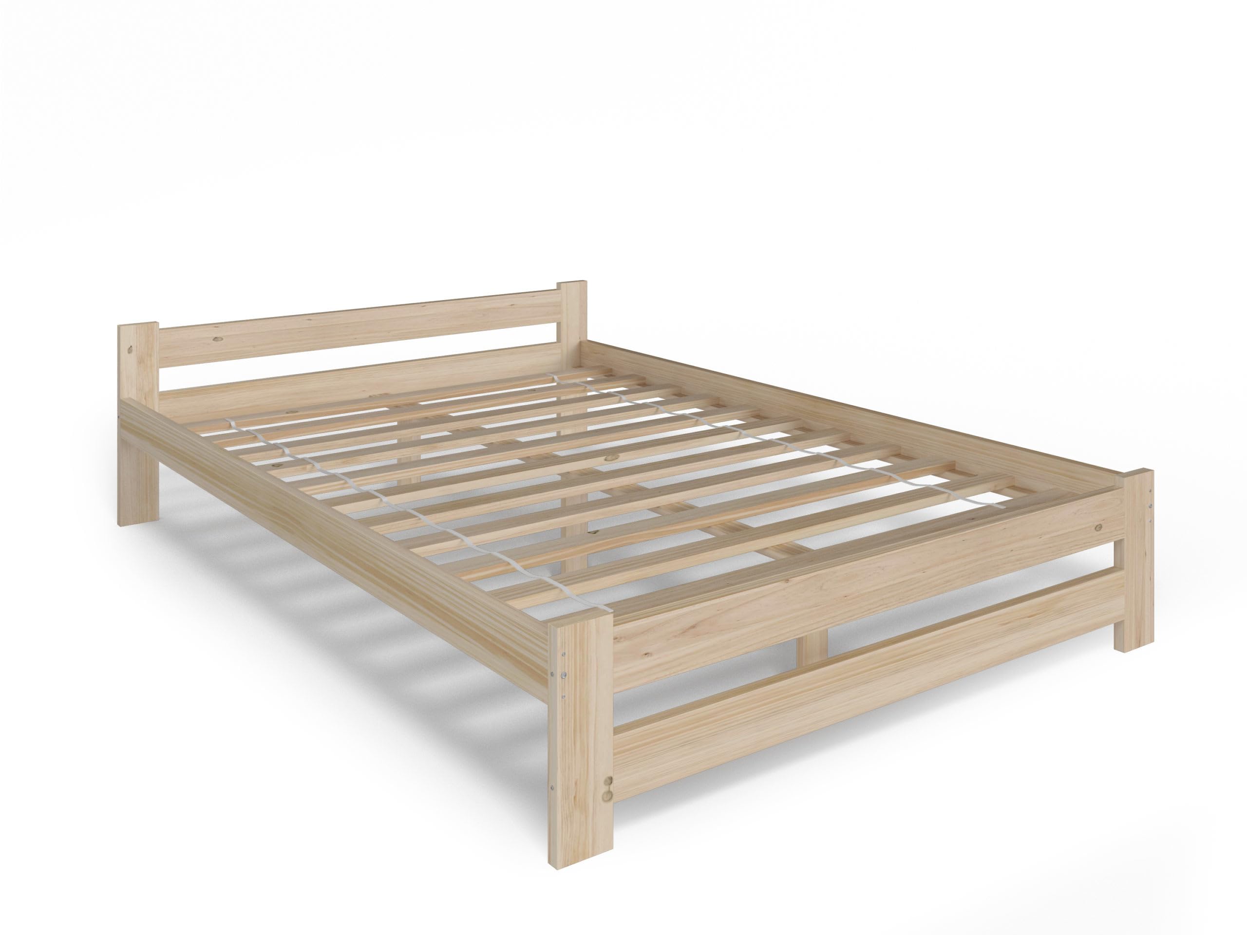 Home Collective Holzbett 140x200 cm mit Lattenrost Modern Bett Kiefer Massiv Bettgestell Doppelbett Massivholzbett Klassisch Komfortabel & Langlebig Skandinavisch Boho Landhaus Kopfteil flach Natur