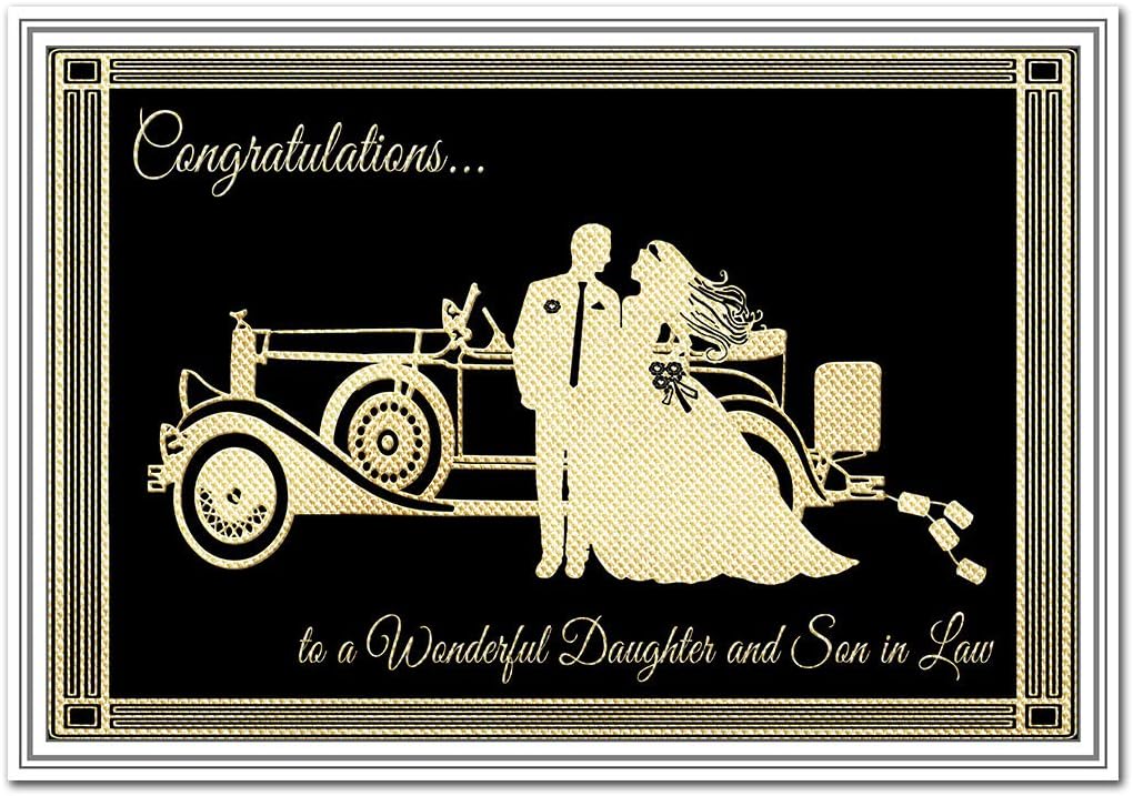 Daughter and Son in law Wedding Day Card - Congratulations to Bride and
