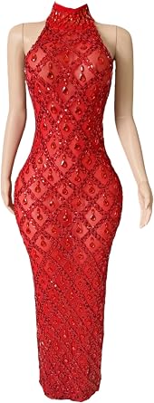Halterneck Beading Crystals Mermaid Prom Gala Party Evening Dress Pageant Wedding Guest Shower Gown