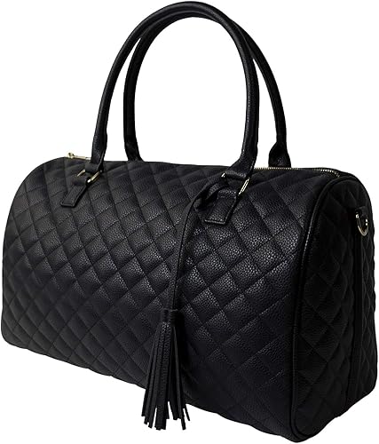 Bolsas de viaje acolchadas para mujer, bolsa de viaje para el hombro, con asa de carretilla, bolsa aprobada por la TSA, Quad Duffle 43 (Negro-03),