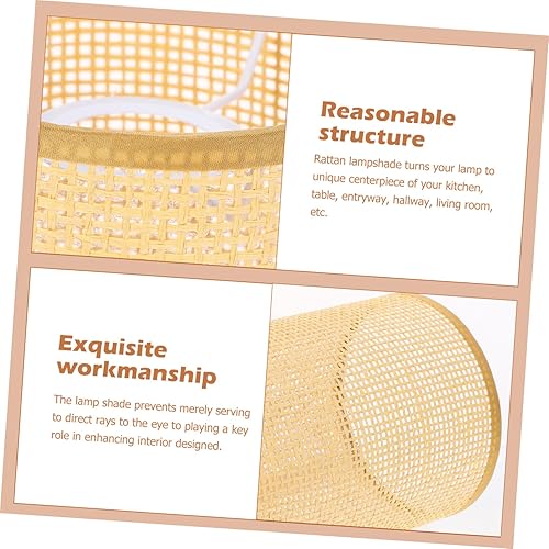 Miniatura 2 de Angoily Pantalla de lámpara de araña E27E14, pantalla de ratán con clip en la bombilla para lámpara de campo, cubierta de lámpara de cabaña,